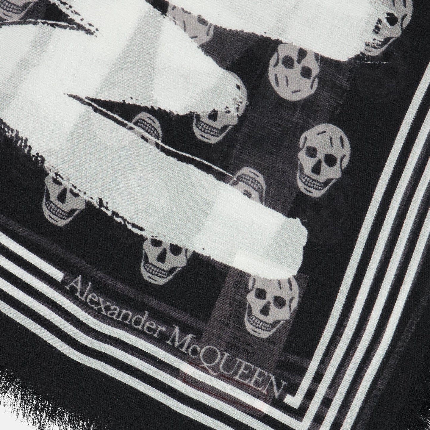 Alexander McQueen, Graffiti Biker Scarf, Men's luxury accessories, black and white scarf, luxury fashion