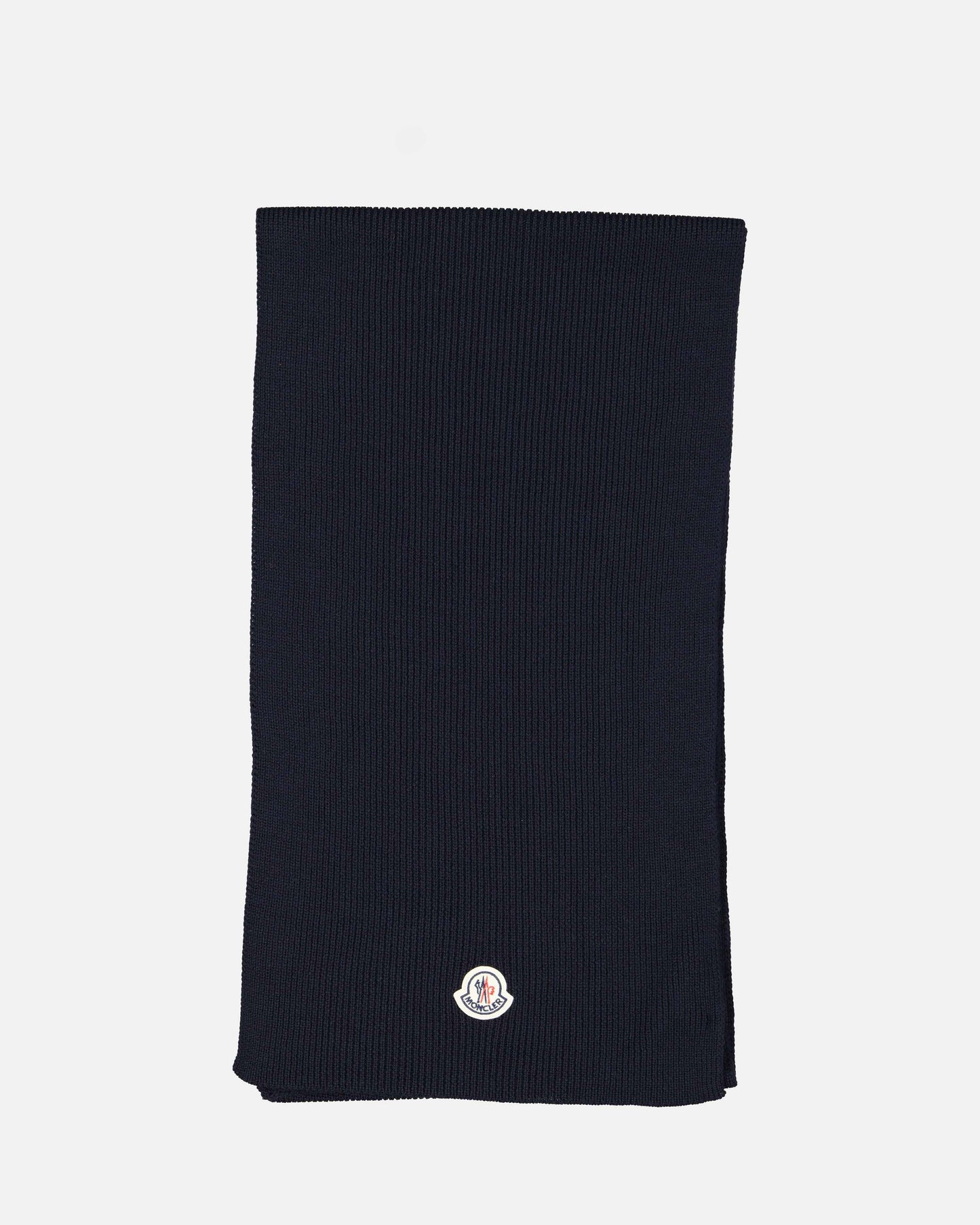 Men's Blue Scarf, Moncler Luxury Accessory, Designer Logo Scarf, Elegant Moncler Scarf, Men's Moncler Winter Collection