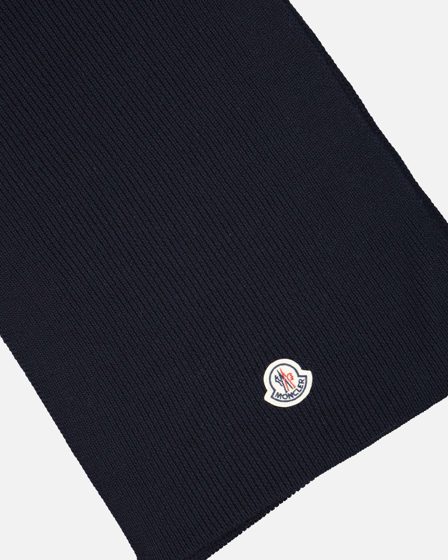 Men's Blue Scarf, Moncler Luxury Accessory, Designer Logo Scarf, Elegant Moncler Scarf, Men's Moncler Winter Collection