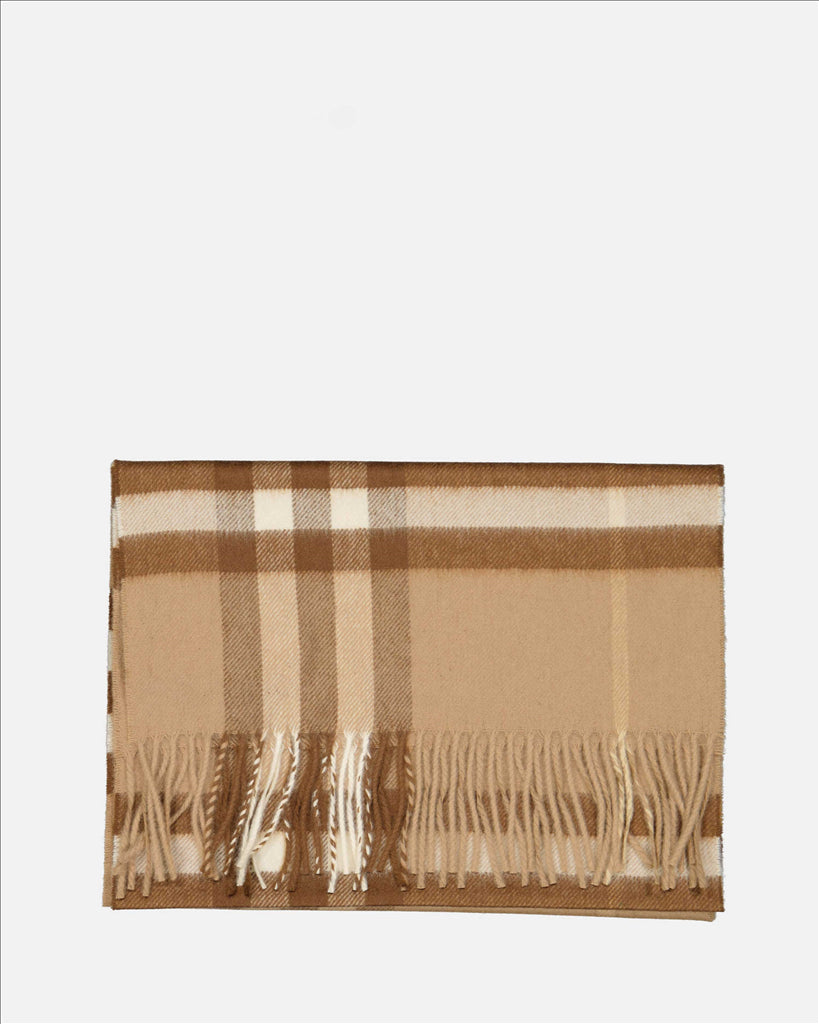 Burberry Scarf, Cashmere, Brown Check, Luxury Accessory, Fringed Edges