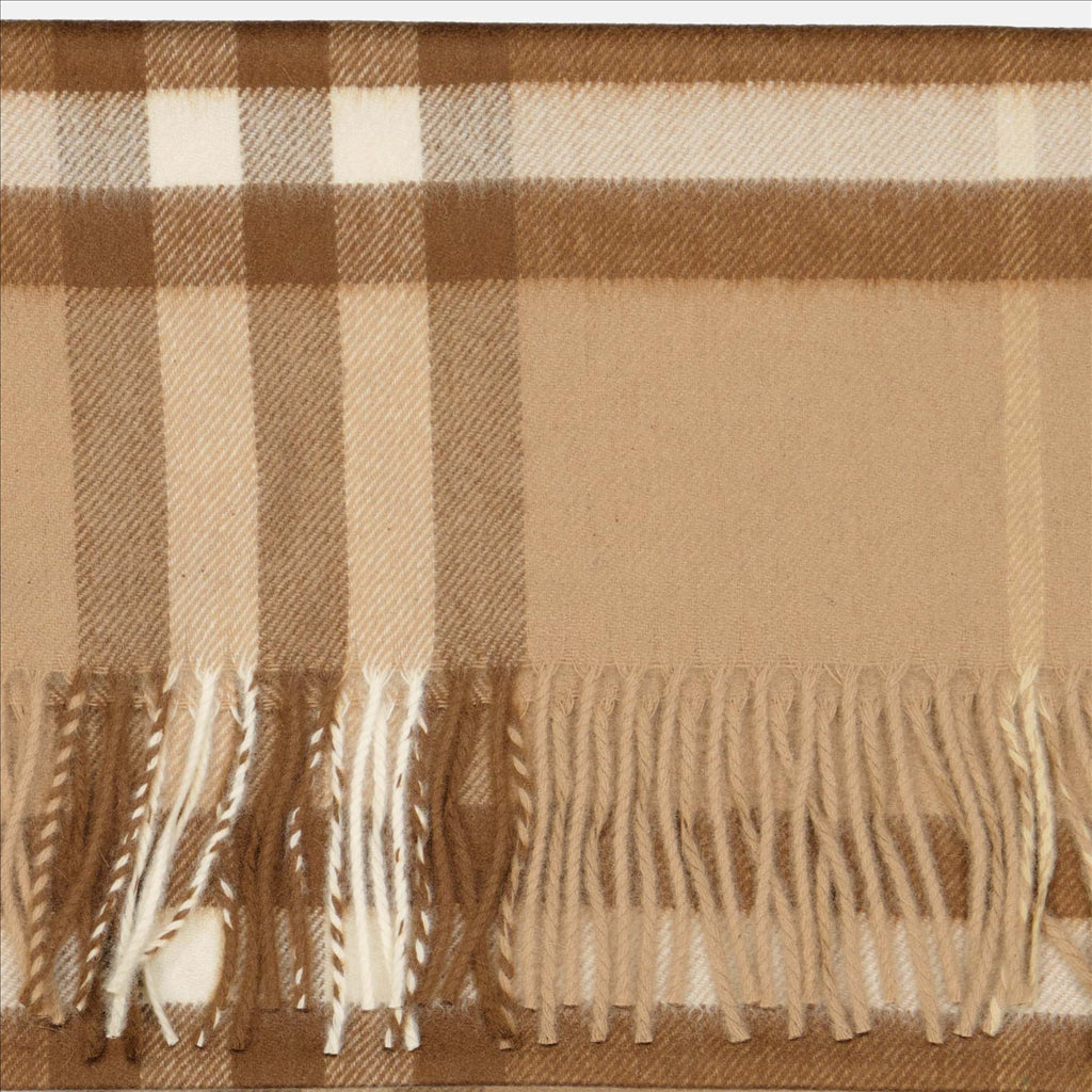 Burberry Scarf, Cashmere, Brown Check, Luxury Accessory, Fringed Edges