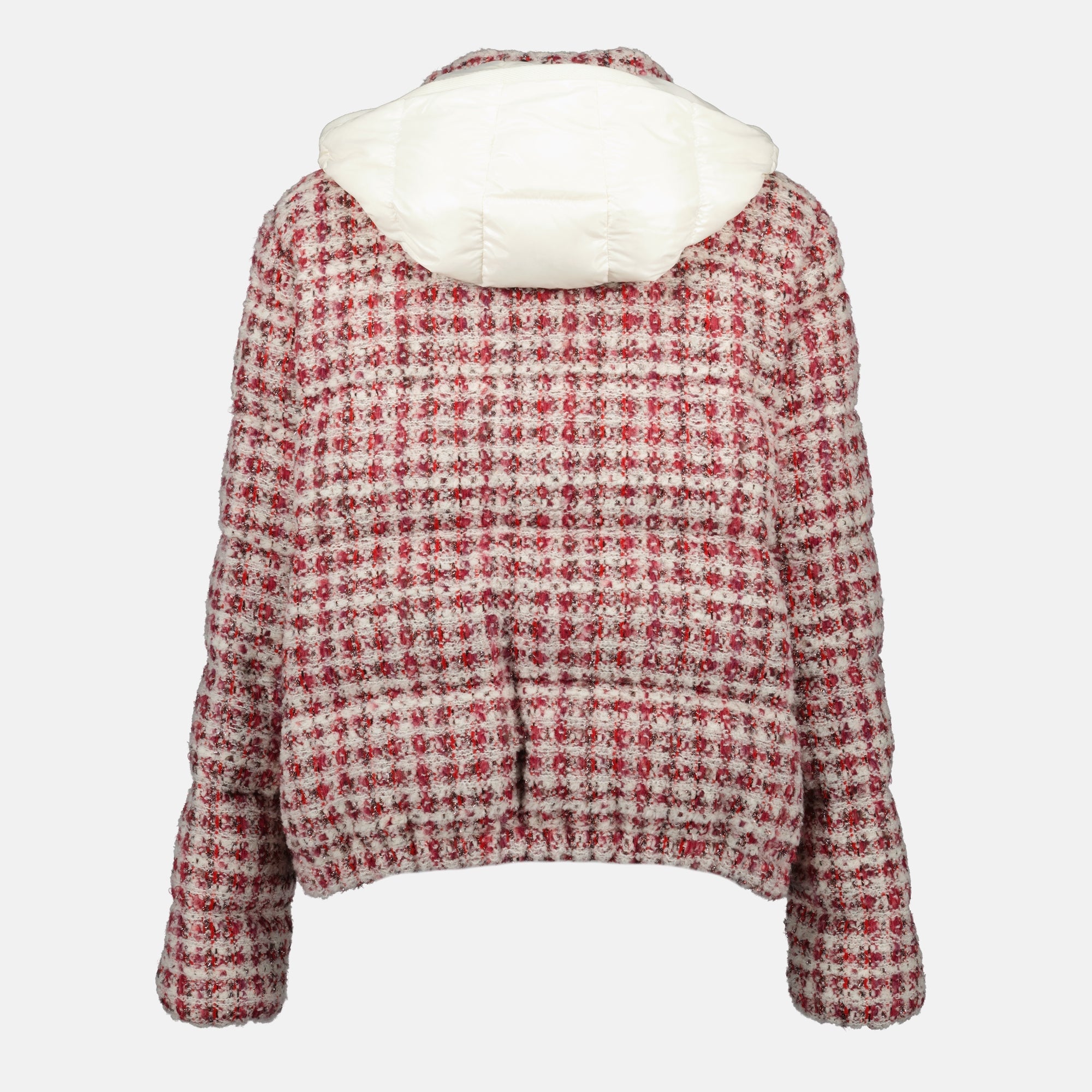 Moncler jacket, Andronne Down Jacket, tweed and lurex outerwear, cropped jacket, autumn winter fashion