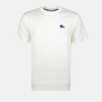 Image of White T-shirt with Embroidered Logo by Burberry for Men - Season Spring-Summer 2024 - Front View