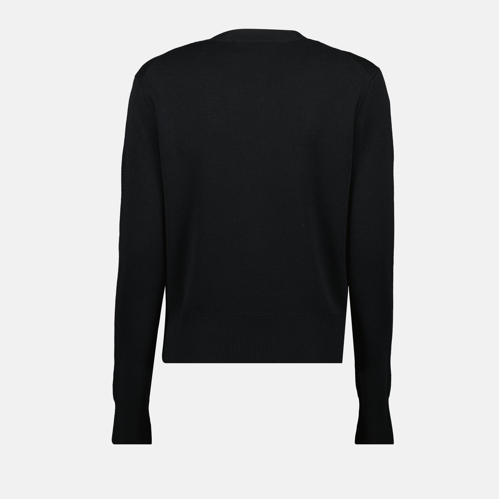 Ami de Coeur sweater, Ami Paris autumn-winter, black wool sweater, round neck sweater, elegant knitwear