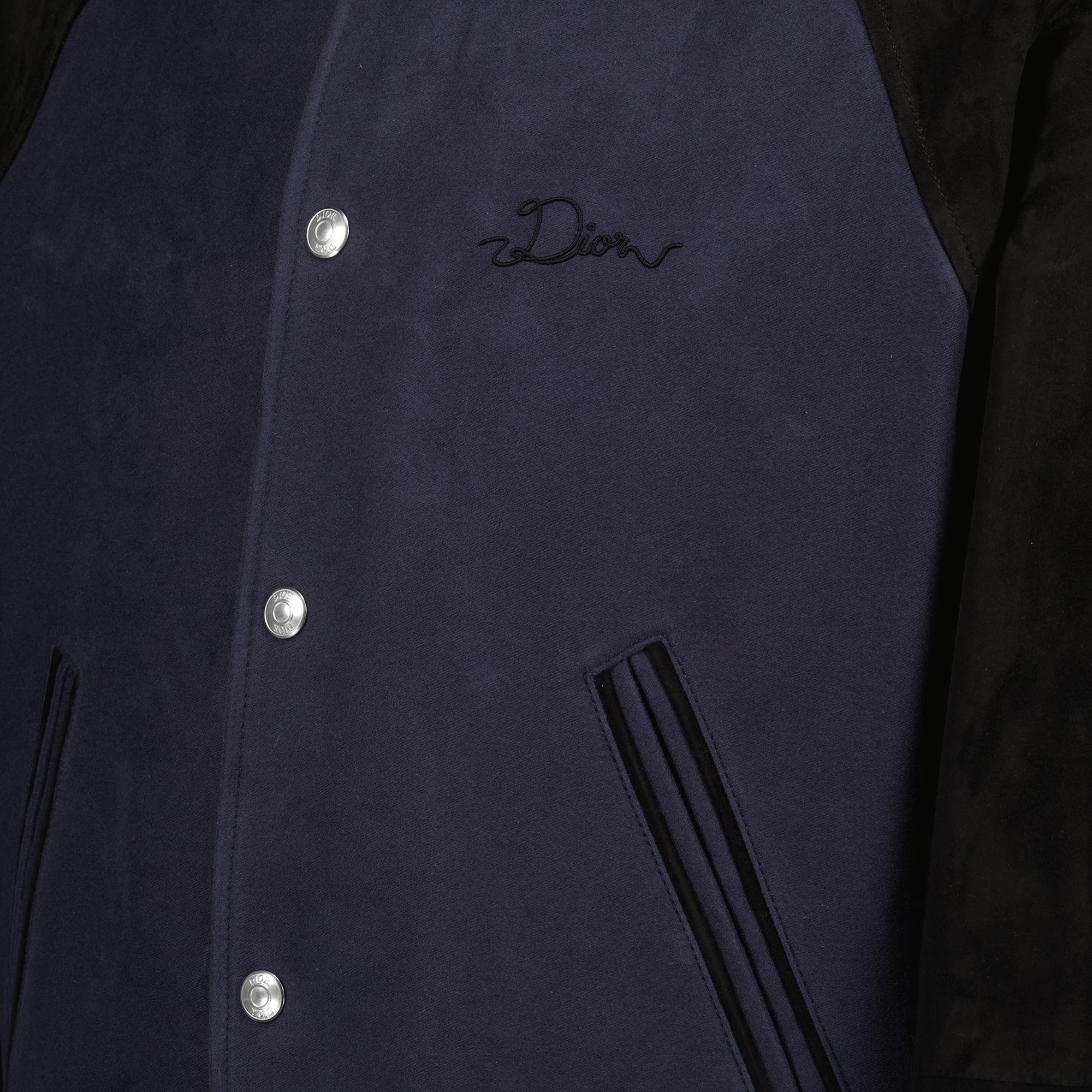 Image of Dior Varsity Jacket - Navy by Dior for Men - Season Spring-Summer 2026 - Detail View 1