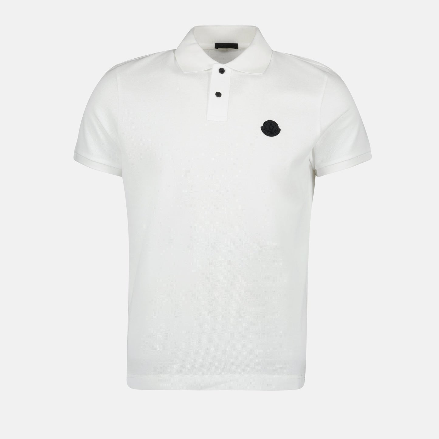 White Polo, Moncler, Logo Shirt, Luxury Cotton Polo, Autumn-Winter 2024 Fashion