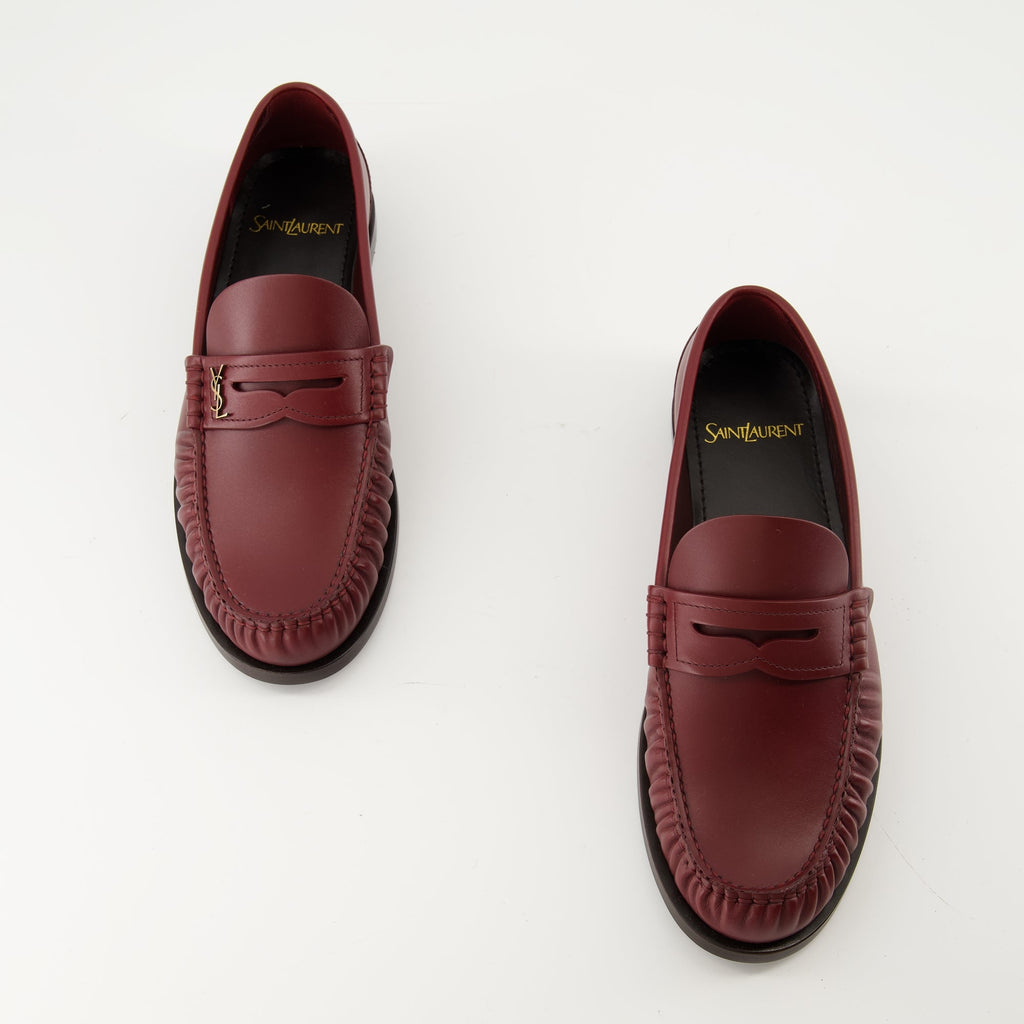 Saint Laurent moccasins, Bordeaux moccasins, Women's footwear, Luxury shoes, Calfskin moccasins