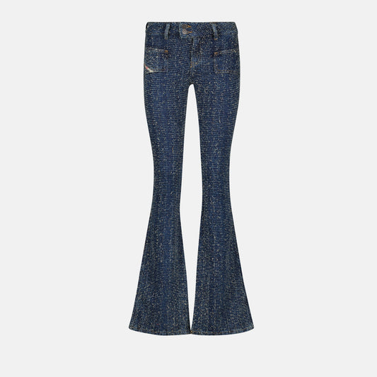 Diesel jeans, bouclé textured denim, blue denim jeans, Autumn-Winter 2024 jeans, luxury fashion jeans