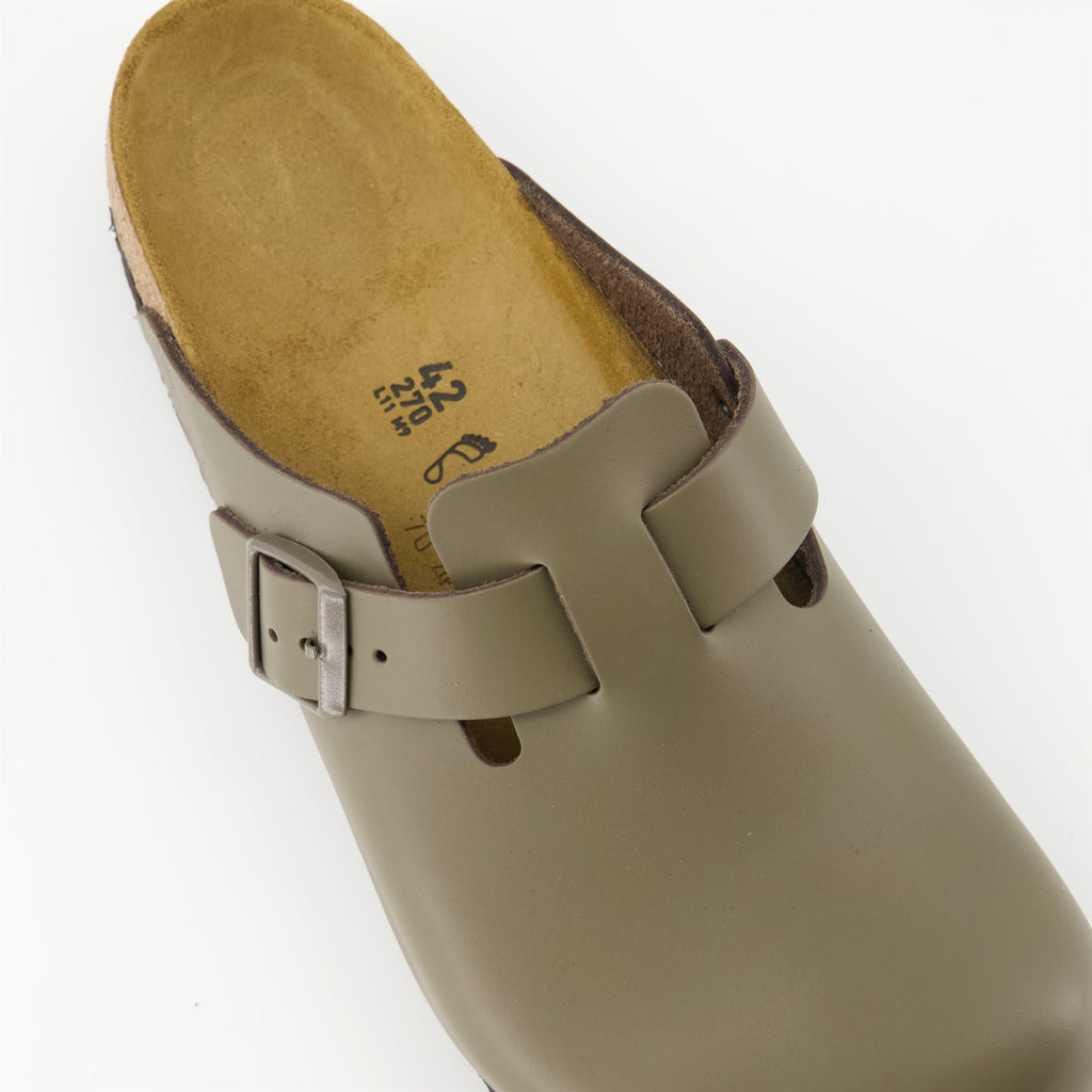 Birkenstock mules, Boston Cacti, leather footwear, comfortable sandals, adjustable mules