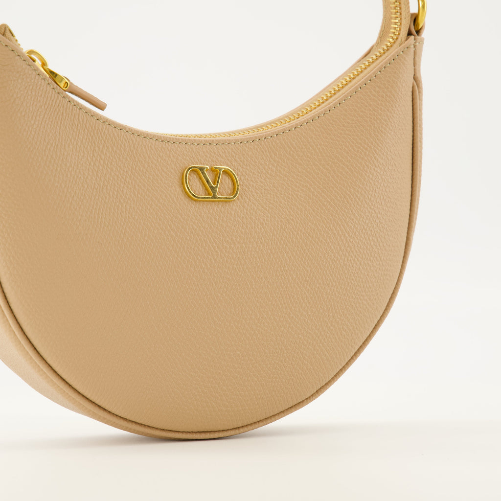 Hobo bag, beige handbag, Valentino Garavani, half-moon bag, designer accessories
