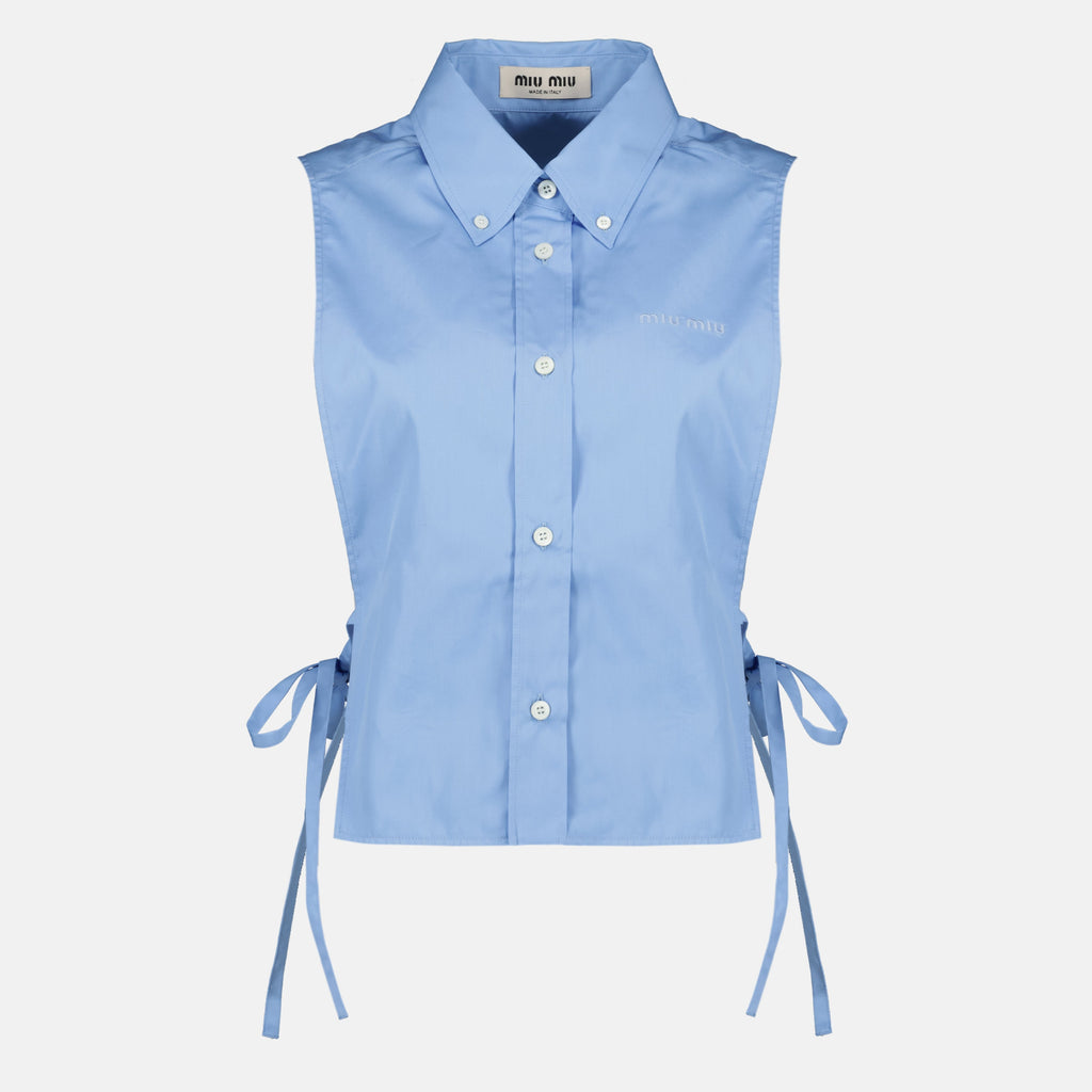 Blaue Popeline-Bluse