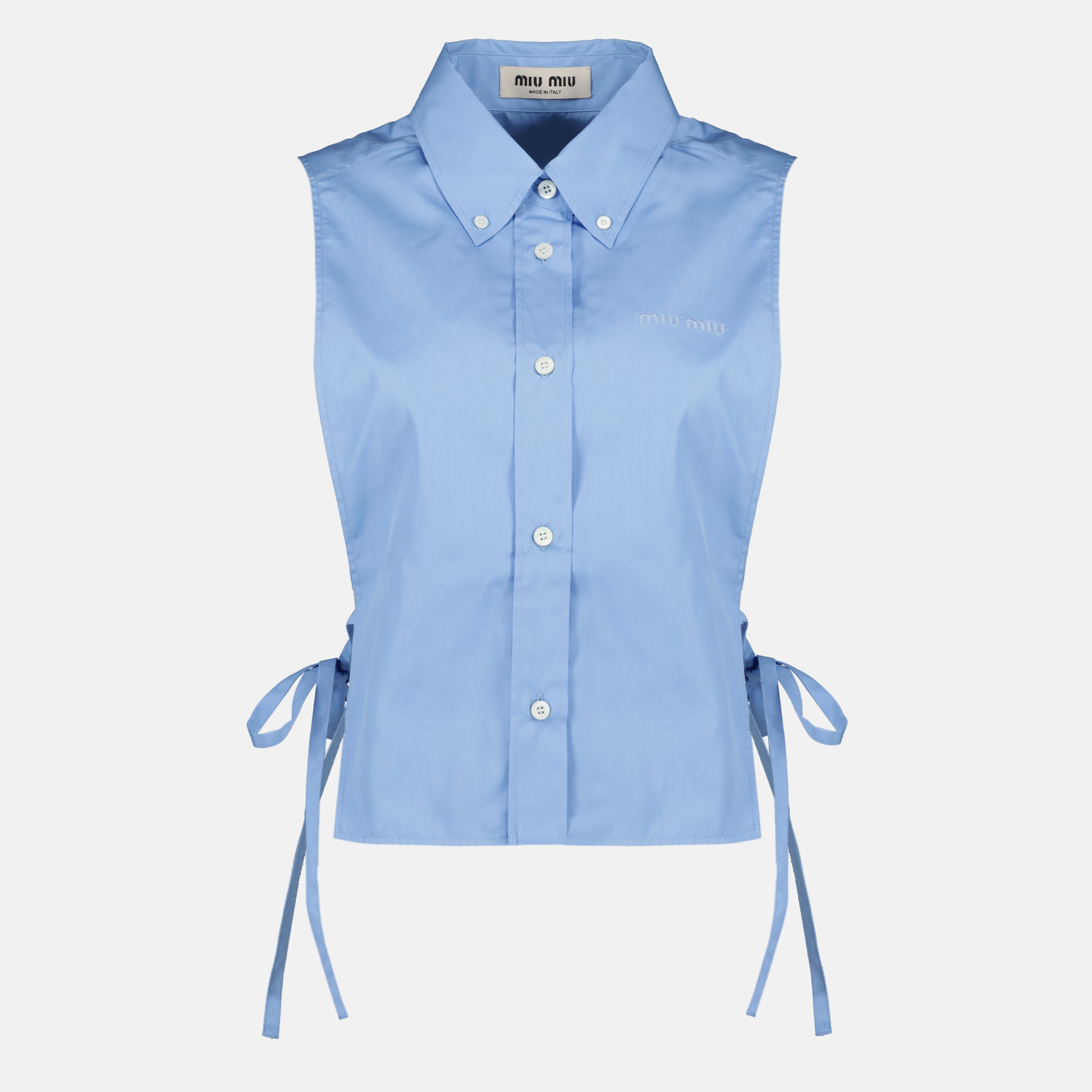 Blaue Popeline-Bluse