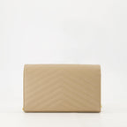 Saint Laurent wallet, Cassandre Chain Wallet, beige leather wallet, designer accessories, luxury handbags