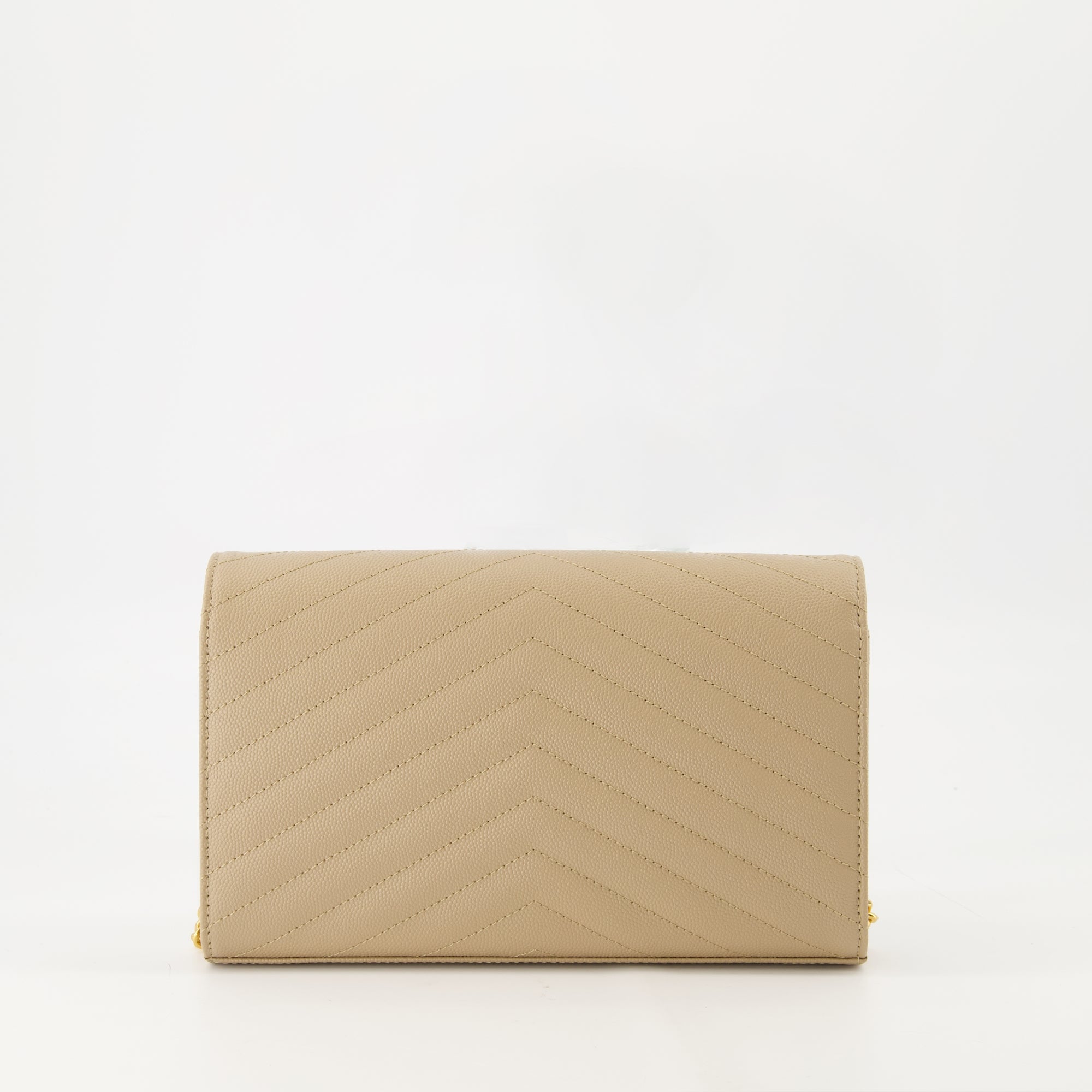 Saint Laurent wallet, Cassandre Chain Wallet, beige leather wallet, designer accessories, luxury handbags