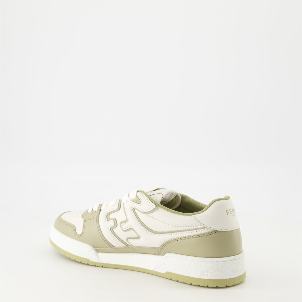Image des baskets Fendi Match vert olive de Fendi pour hommes - Saison Printemps-Été 2025 - Vue arrière droite en trois quarts