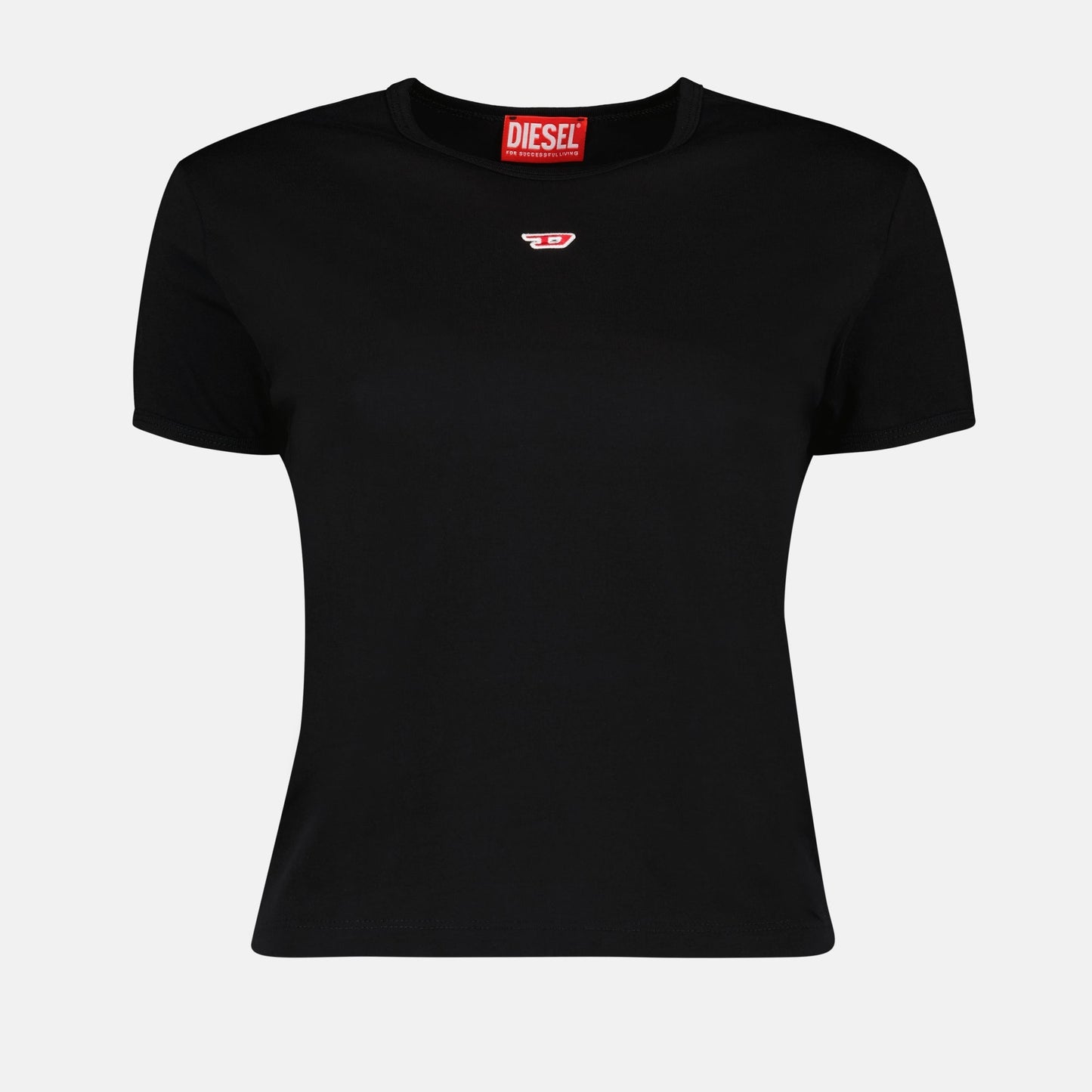 <br>Diesel T-Uncuntie-long, Black T-shirt, Autumn-Winter 2024, Luxury Cotton T-shirt, Elegant Casual Wear <br>