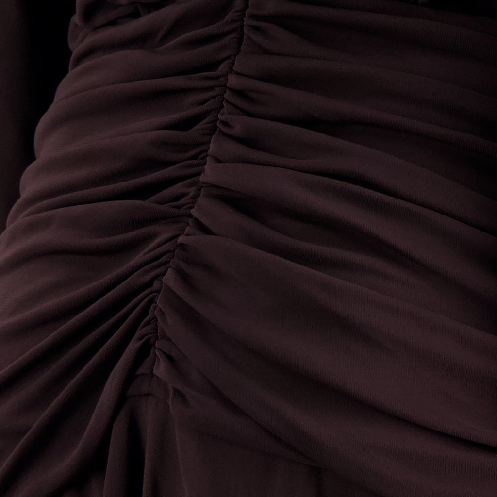 Image of Brown Draped Mini Dress by Christopher Esber for Women - Season Spring-Summer 2026 - Detail View 2