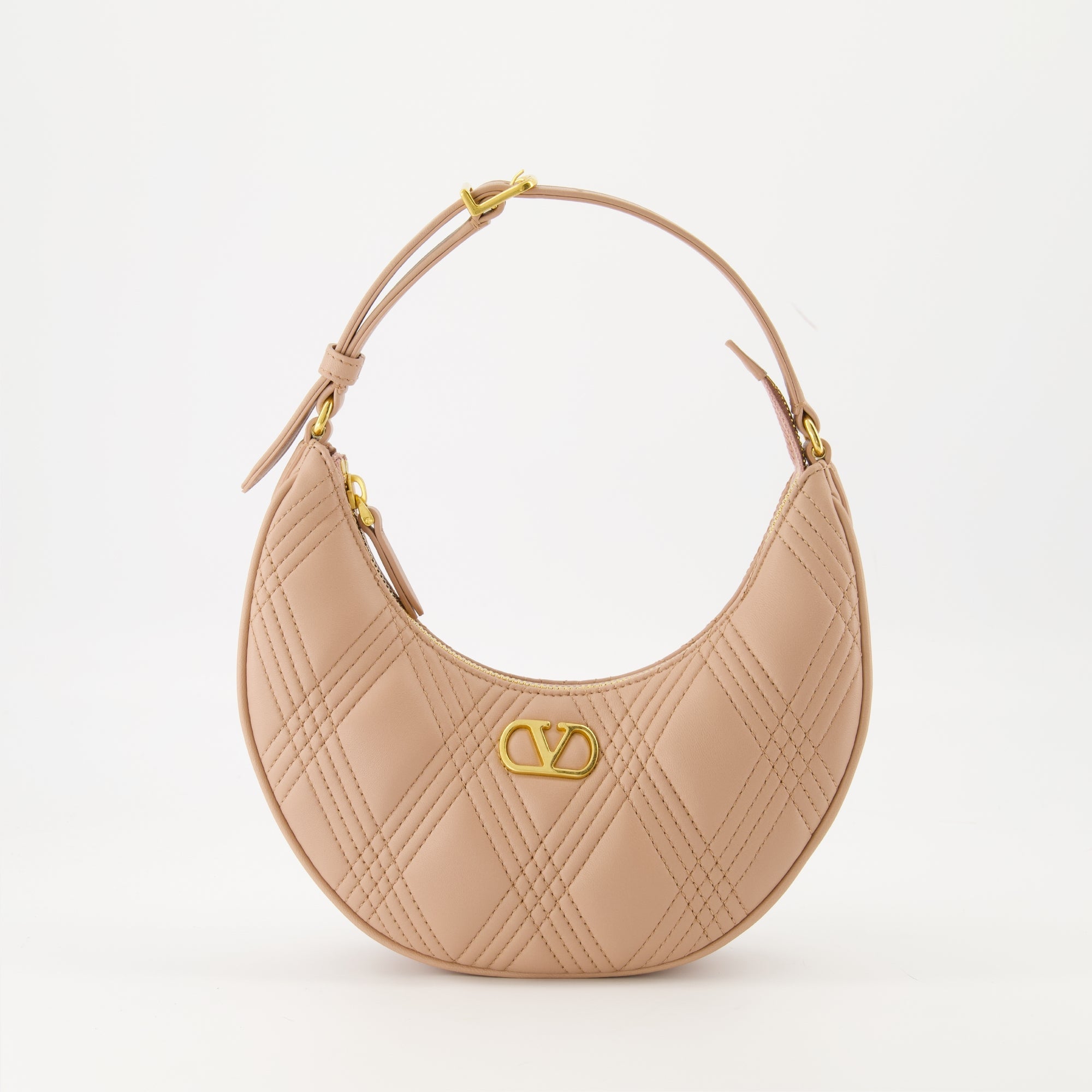 Valentino Hobo Quiltie 67, quilted leather bag, adjustable shoulder strap, zip closure handbag, designer accessories