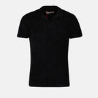 Terry cotton polo, black polo shirt, organic cotton polo, luxury fashion, designer polo