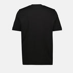Moncler t-shirt, black logo shirt, cotton jersey t-shirt, leather patch t-shirt, autumn winter collection