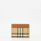 leather card holder, Burberry accessory, check pattern wallet, designer card holder, stylish accessories