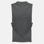 Image of Grey Wool Sleeveless Cardigan by Miu Miu for Women - Season Spring-Summer 2026 - Back View