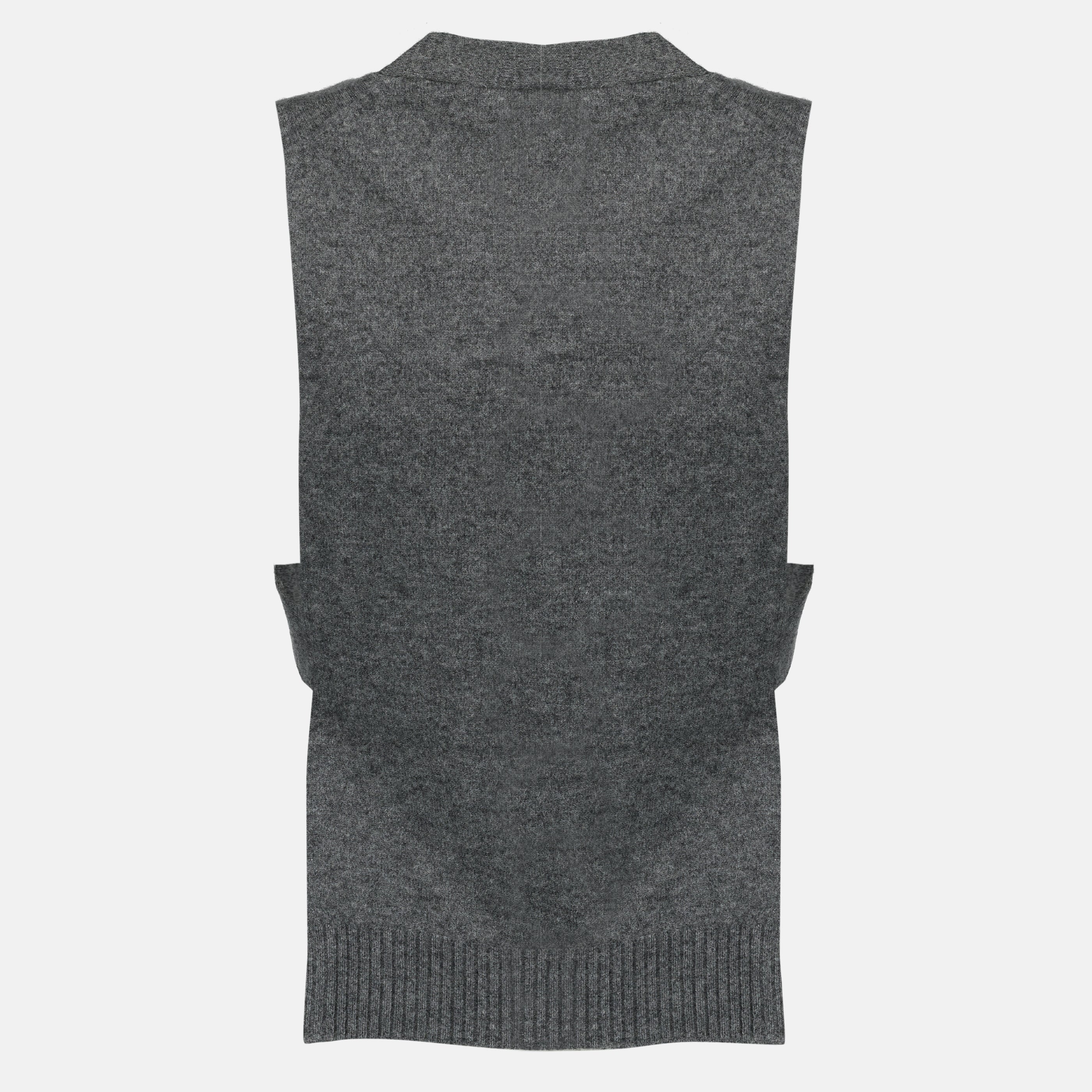 Image of Grey Wool Sleeveless Cardigan by Miu Miu for Women - Season Spring-Summer 2026 - Back View