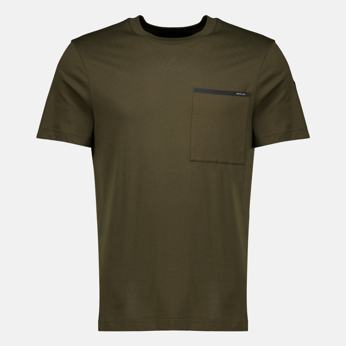 Camiseta de algodón caqui con bolsillo en el pecho
