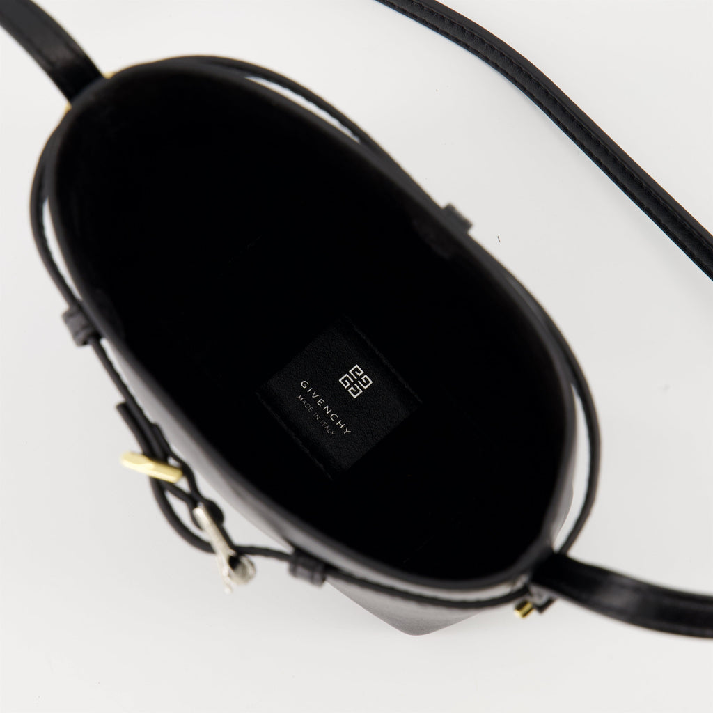 Givenchy, luxury bucket bag, calf leather, adjustable strap, black fashion accessory