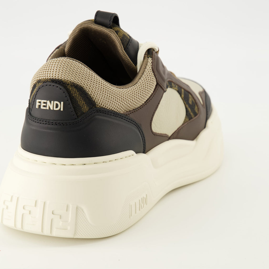 Fendi sneakers, brown sneakers, calf leather footwear, autumn winter collection, designer sneakers