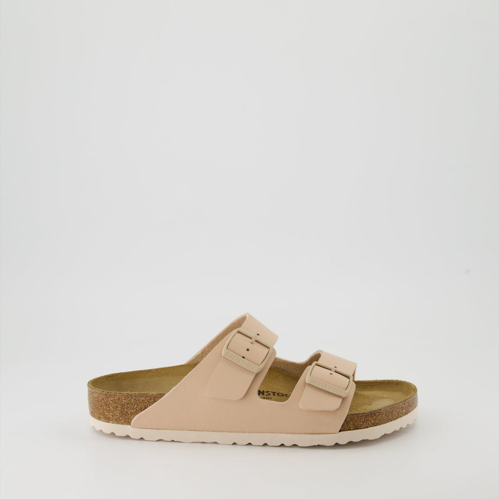Arizona Birko-Flor, beige sandals, luxury footwear, Birkenstock collection, summer sandals