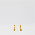 La Medusa earrings, golden hoop earrings, crystal earrings, designer accessories, Medusa logo jewelry