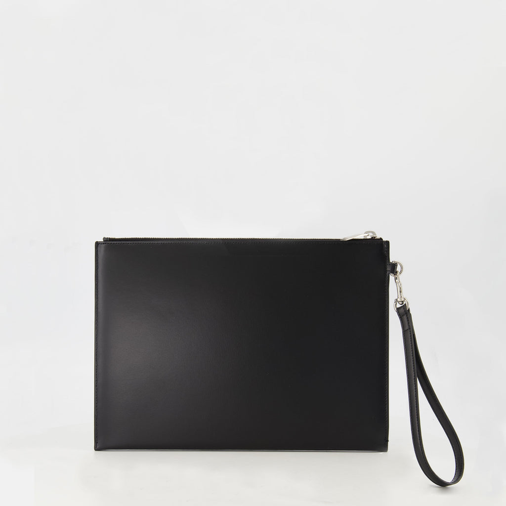 black leather pouch, Saint Laurent accessory, Ysl Cassandre, designer pouch, zip closure pouch