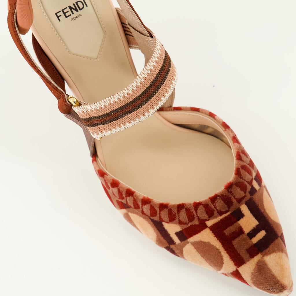 Fendi Colibrì heels, designer footwear, luxury heels, Fendi fashion, red pointed heels