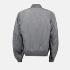 gray nylon bomber, Sacai jacket, casual jacket, Fall-Winter 2024, ribbed bomber collar