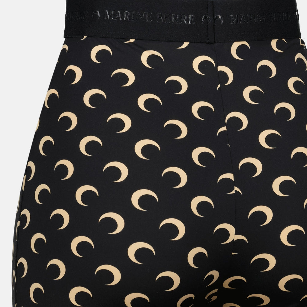 Moon print cycling shorts, Marine Serre shorts, high waist shorts, polyamide athletic wear, Fall-Winter 2025 collection
