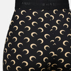 Moon print cycling shorts, Marine Serre shorts, high waist shorts, polyamide athletic wear, Fall-Winter 2025 collection