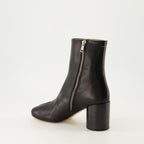 black leather boots, MM6 footwear, fall-winter 2024, ankle boots, leather sole female