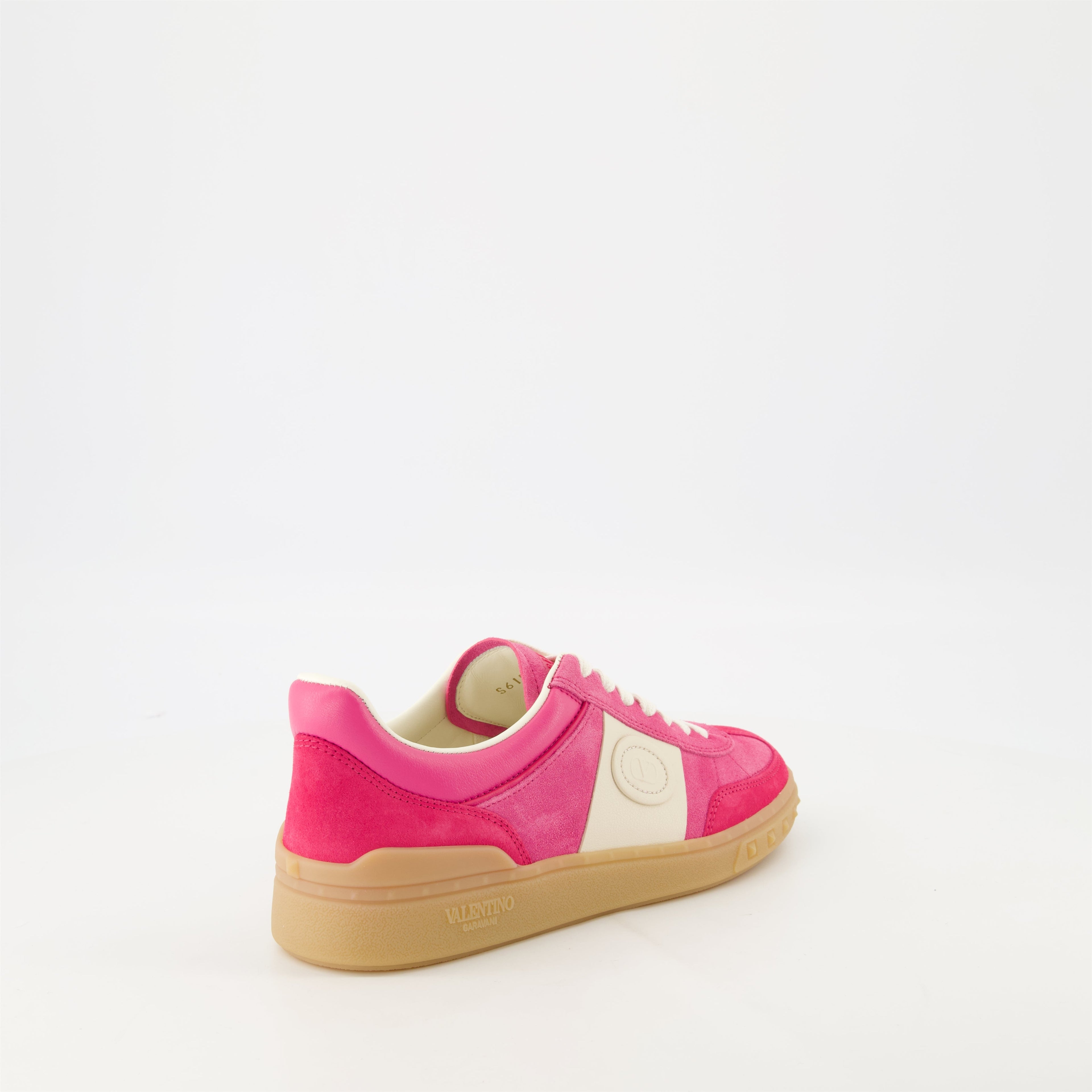 pink leather sneakers, UpVillage Crosta, Valentino Garavani, comfortable footwear, Spring-Summer collection