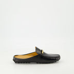 Image de mules en cuir Gommino noires de Tod's pour femmes - Saison Printemps-Été 2025 - Vue de côté droit