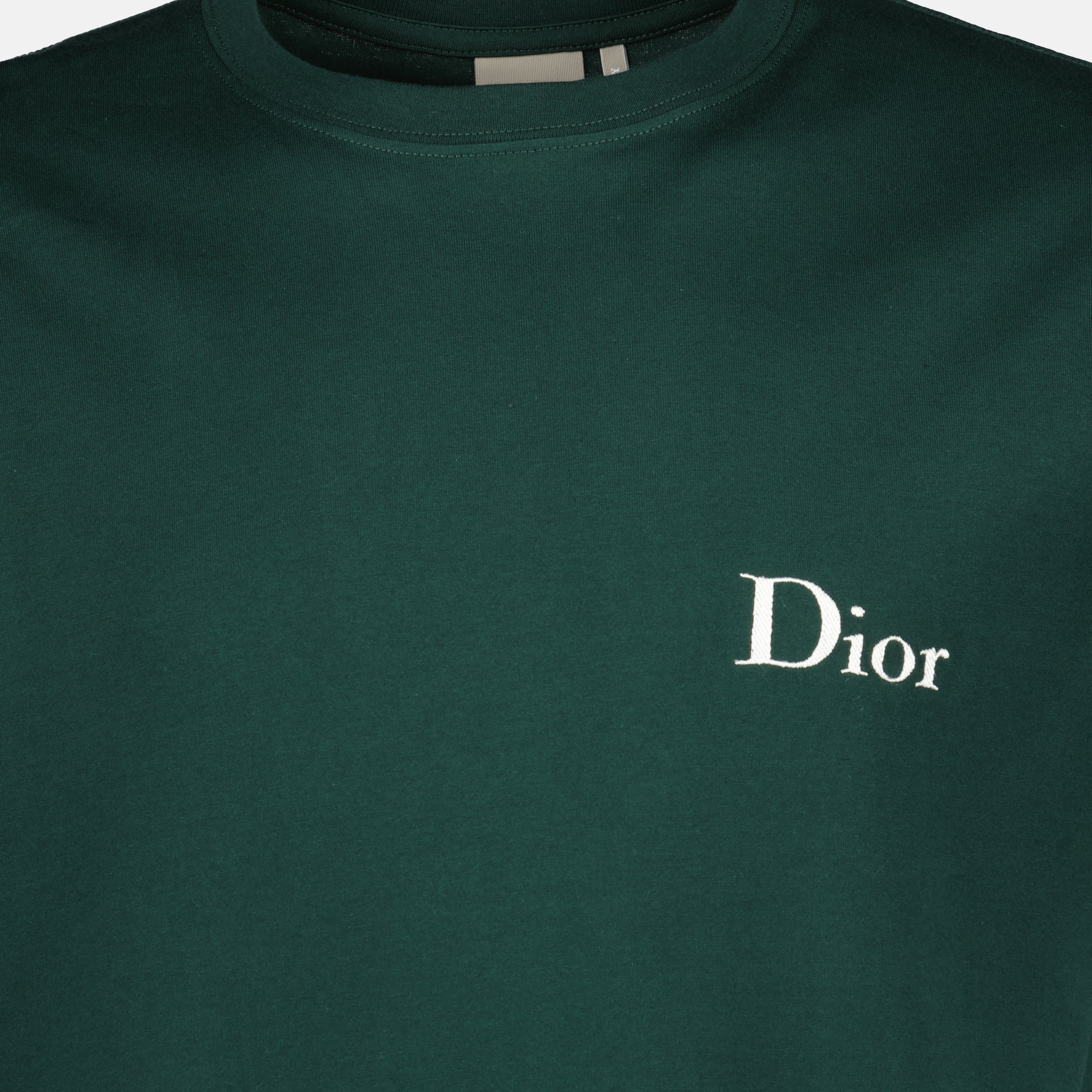 T-shirt brodé en coton vert