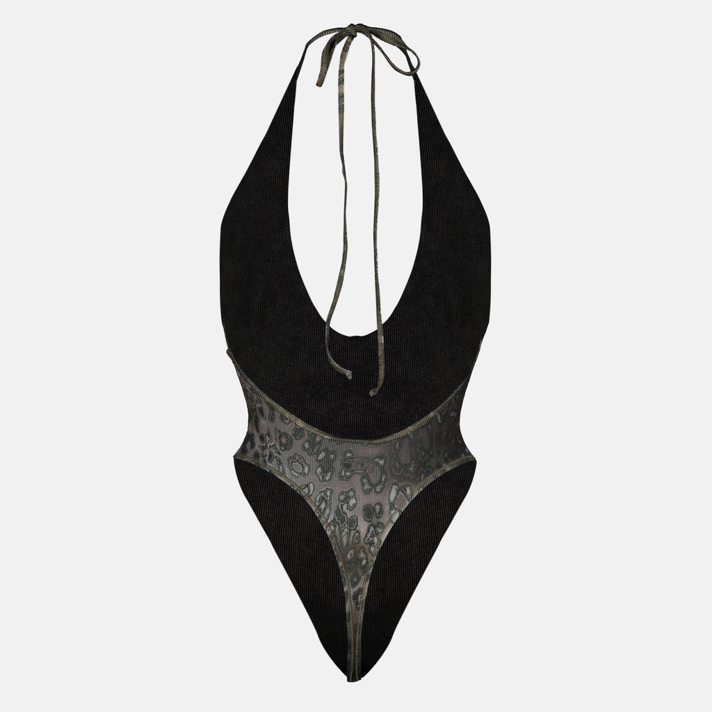 Imagem do fato de banho de padrão leopardo Audrey da Diesel para mulheres - Temporada Primavera-Verão 2026 - Vista Traseira