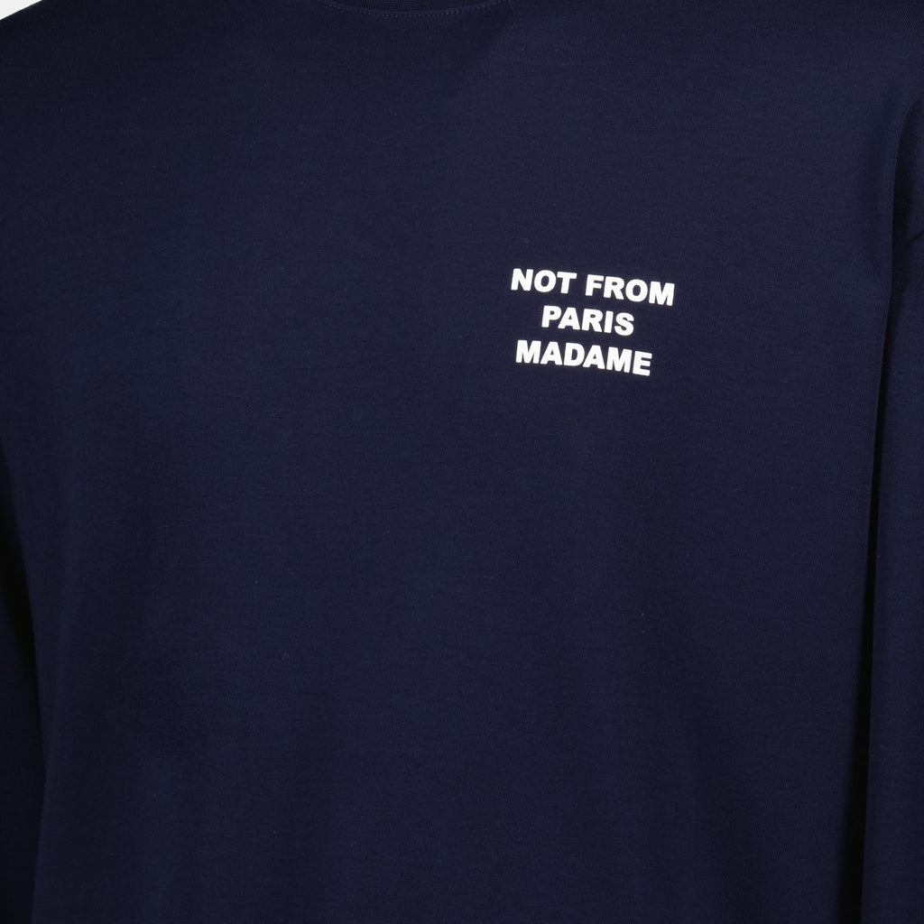long sleeve t-shirt, slogan t-shirt, organic cotton, navy blue t-shirt, Drôle de Monsieur