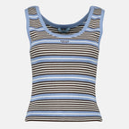 Bild des gestreiften blauen Tanktops von Prada für Frauen - Saison Frühling-Sommer 2026 - Vorderansicht