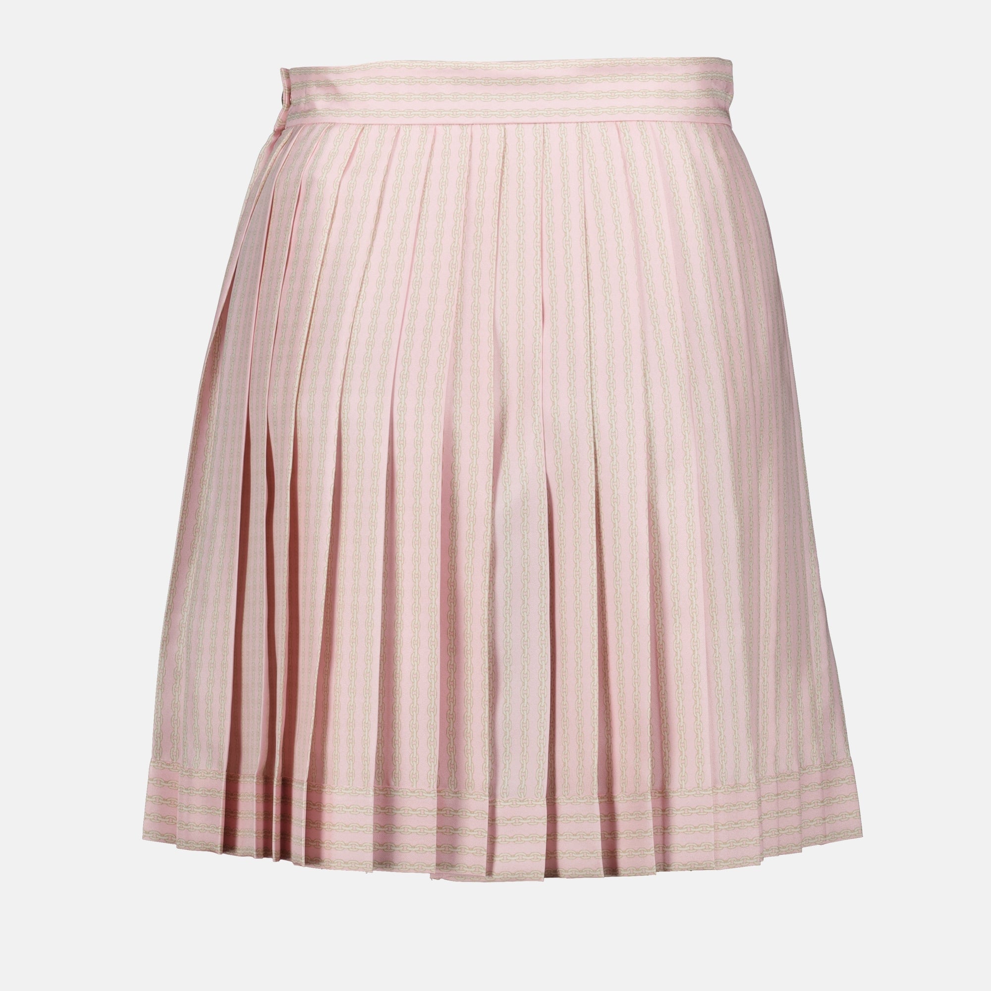 pleated silk skirt, Versace skirt, pink silk skirt, Medusa button skirt, luxury clothing