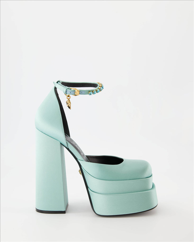 Versace, platform pumps, Medusa Aevitas, luxury footwear, elegant design