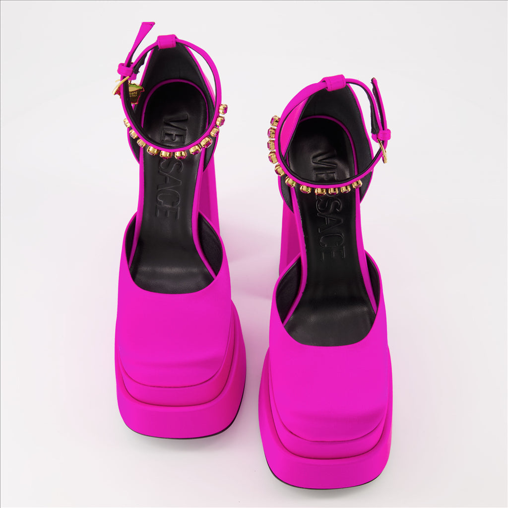 Versace Heels, Pink Platform, Luxury Shoes, Medusa Aevitas Pumps, High Heels