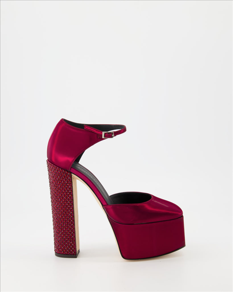 Giuseppe Zanotti, platform pumps, luxury footwear, women's shoes, Bordeaux heels