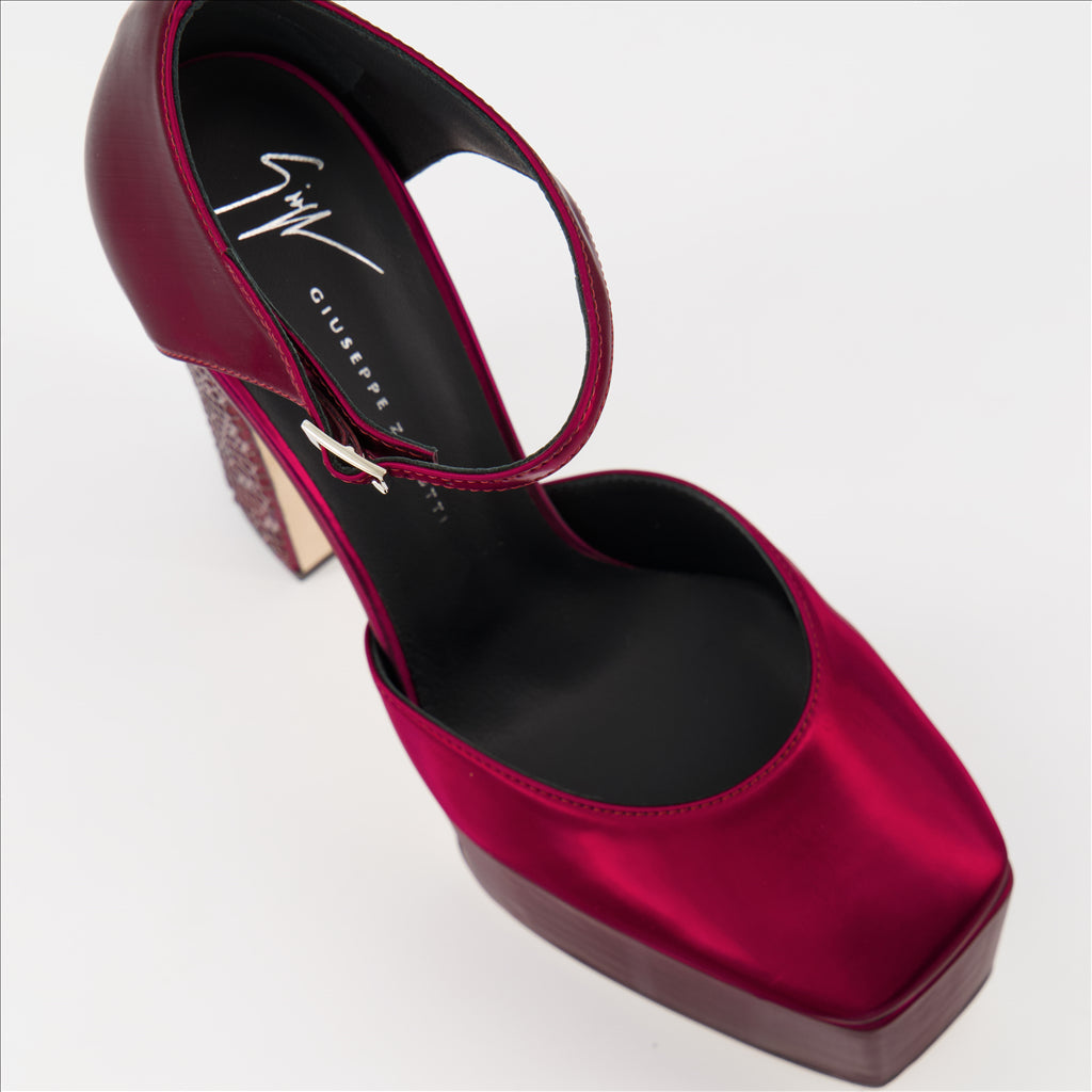 Giuseppe Zanotti, platform pumps, luxury footwear, women's shoes, Bordeaux heels