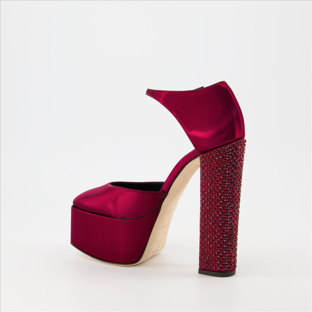 Giuseppe Zanotti, platform pumps, luxury footwear, women's shoes, Bordeaux heels